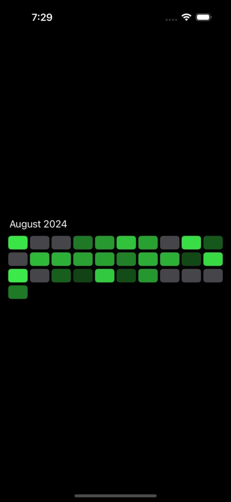 Monthly heat map dark mode screenshot