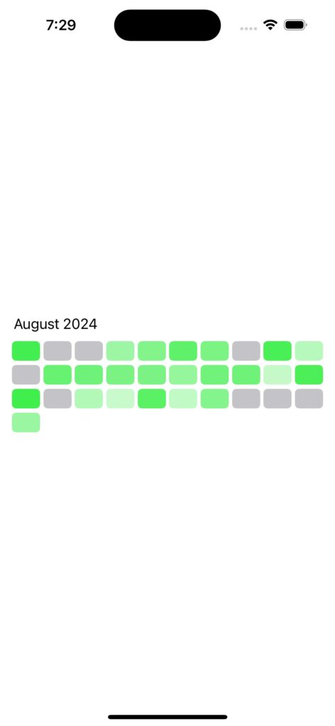 Monthly heat map light mode screenshot