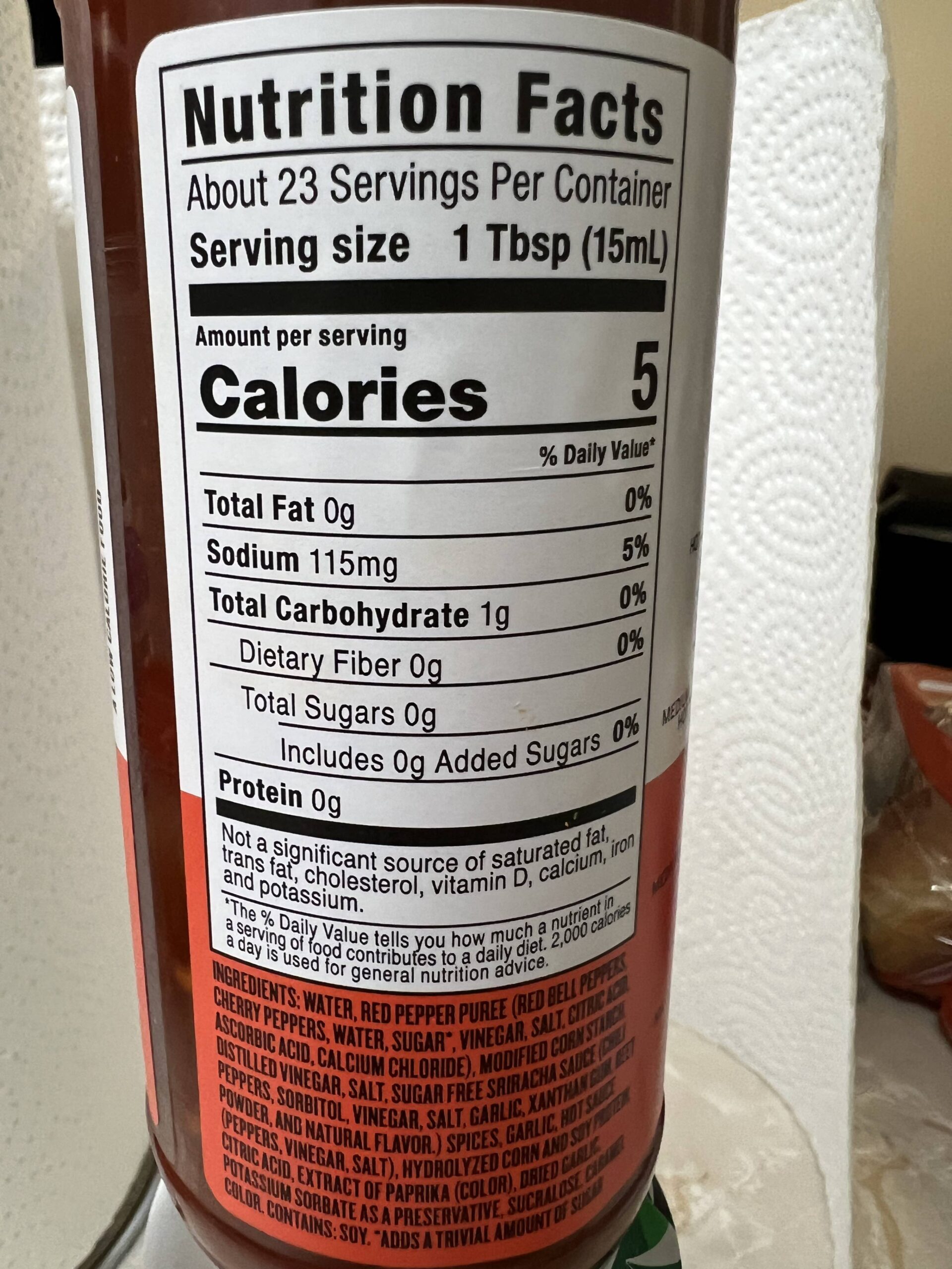 G Hughes Thai Chili Wing Sauce Nutrition Facts